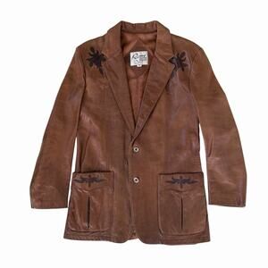 VTG 70’s Remy Leather Blazer w/ Reptile Skin Inlays, Psychedelic Hippie Cowboy